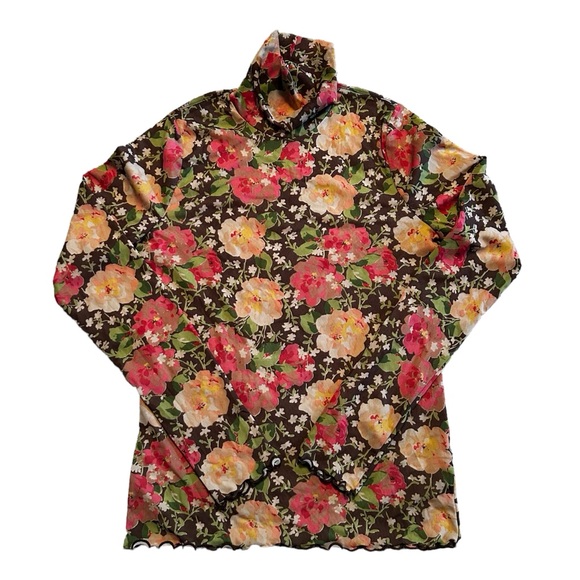 Polo Ralph Lauren Tops - Polo Ralph Lauren - Women's Floral Crepe Scalloped Turtleneck - Size XS
